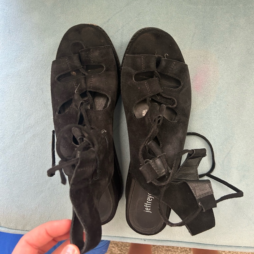 Jeffrey Campbell Black Lace-Up Suede Shoes